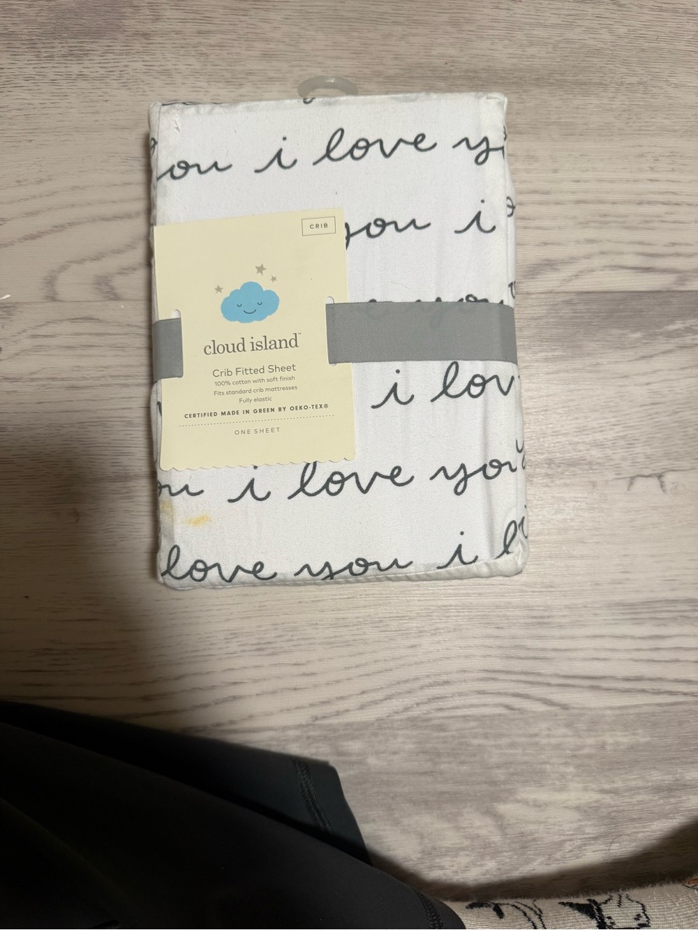 Cloud Island Crib Sheet - White with Black